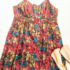 Halogen Brown and Red Pattern Dress